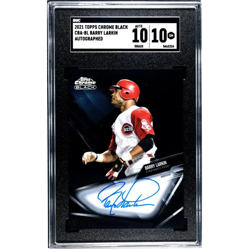 2021 Topps Chrome Black #CBA-BL Barry Larkin SGC 10 Gem Auto Cincinnati Reds Baseball Card - Baseball Card Single