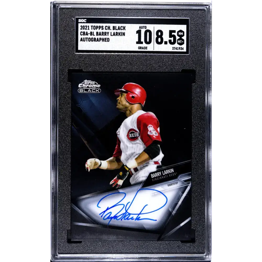 2021 Topps Chrome Black #CBA-BL Barry Larkin SGC 8.5 NM/MT+ Auto Cincinnati Reds Baseball Card - Baseball Card Single