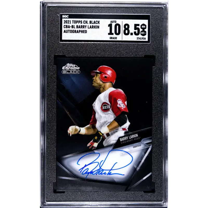 2021 Topps Chrome Black #CBA-BL Barry Larkin SGC 8.5 NM/MT+ Auto Cincinnati Reds Baseball Card - Baseball Card Single