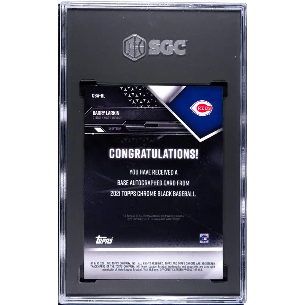 2021 Topps Chrome Black #CBA-BL Barry Larkin SGC 8.5 NM/MT+ Auto Cincinnati Reds Baseball Card - Baseball Card Single