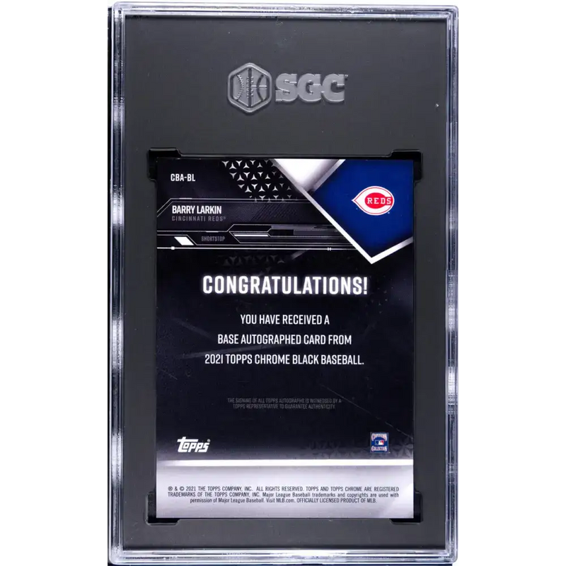 2021 Topps Chrome Black #CBA-BL Barry Larkin SGC 8.5 NM/MT+ Auto Cincinnati Reds Baseball Card - Baseball Card Single