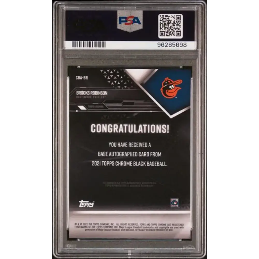 2021 Topps Chrome Black #CBA-BR Brooks Robinson PSA 10 GEM MINT Auto Baltimore Orioles Baseball Card - Baseball Card