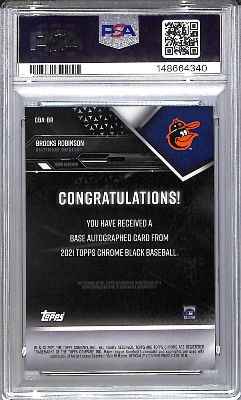 2021 Topps Chrome Black #CBA-BR Brooks Robinson PSA 10 GEM MINT Auto Baltimore Orioles
