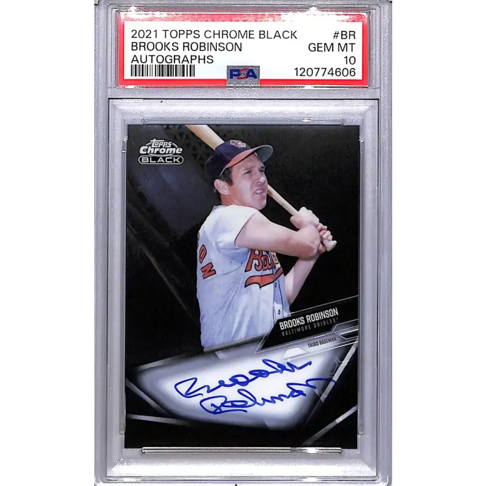 2021 Topps Chrome Black #CBA-BR Brooks Robinson PSA 10 GEM MINT Auto Baltimore Orioles - Baseball Card Single