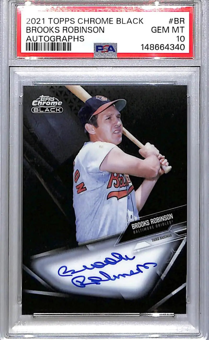 2021 Topps Chrome Black #CBA-BR Brooks Robinson PSA 10 GEM MINT Auto Baltimore Orioles