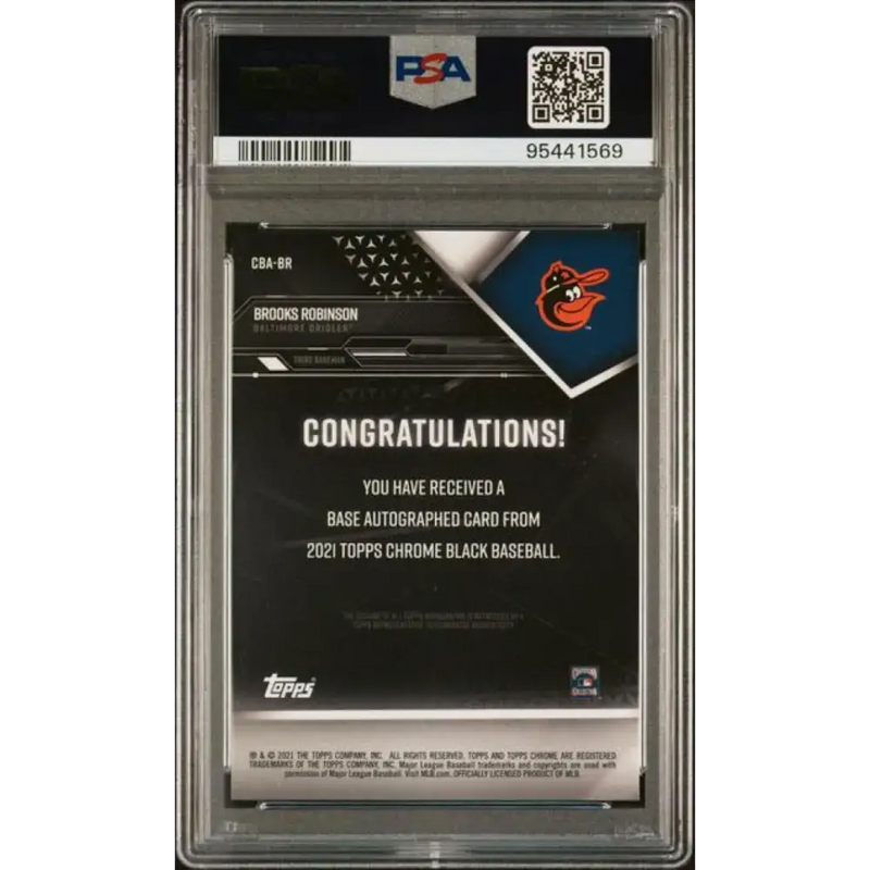2021 Topps Chrome Black #CBA-BR Brooks Robinson PSA 7 NM Auto Baltimore Orioles Baseball Card - Baseball Card Single