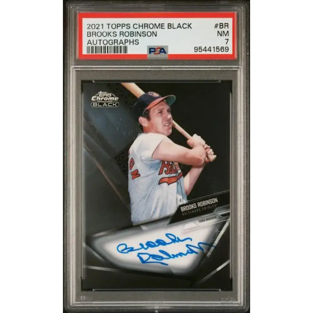 2021 Topps Chrome Black #CBA-BR Brooks Robinson PSA 7 NM Auto Baltimore Orioles Baseball Card - Baseball Card Single