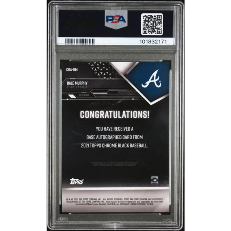 2021 Topps Chrome Black #CBA-DM Dale Murphy PSA 9 MINT Auto Atlanta Braves Baseball Card - Baseball Card Single