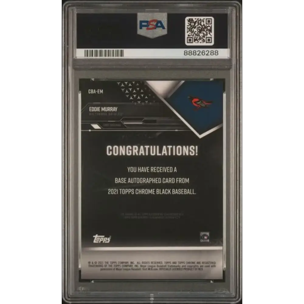 2021 Topps Chrome Black #CBA-EM Eddie Murray PSA 8 NM-MT Auto Baltimore Orioles Baseball Card - Baseball Card Single