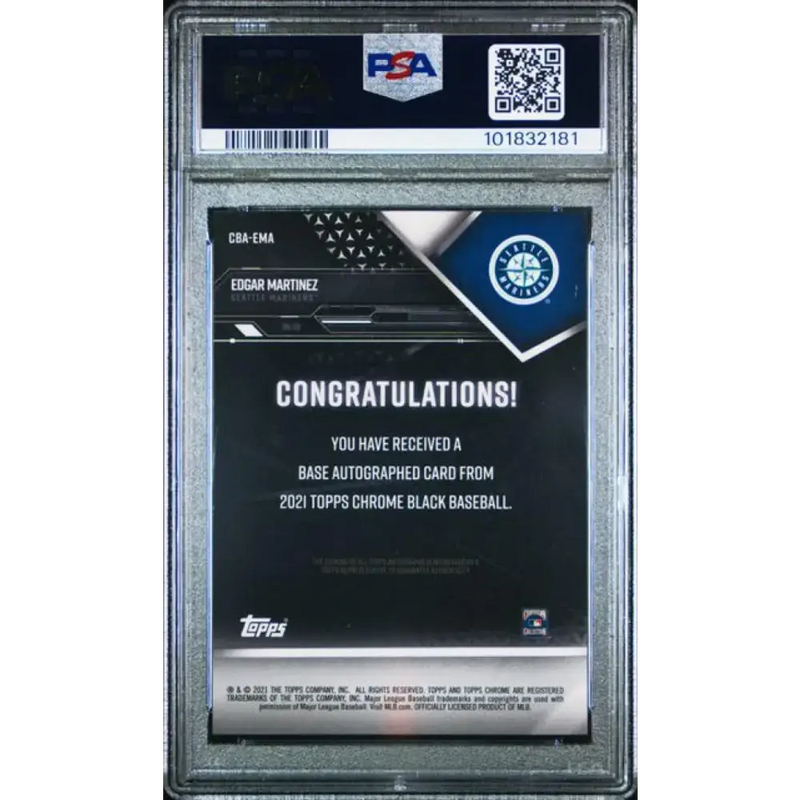 2021 Topps Chrome Black #CBA-EMA Edgar Martinez PSA 10 GEM MINT Auto Seattle Mariners Baseball Card - Baseball Card