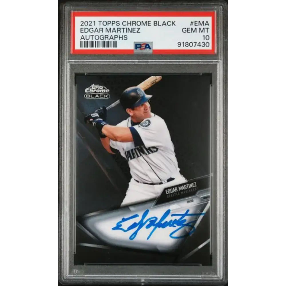 2021 Topps Chrome Black #CBA-EMA Edgar Martinez PSA 10 GEM MINT Auto Seattle Mariners Baseball Card - Baseball Card