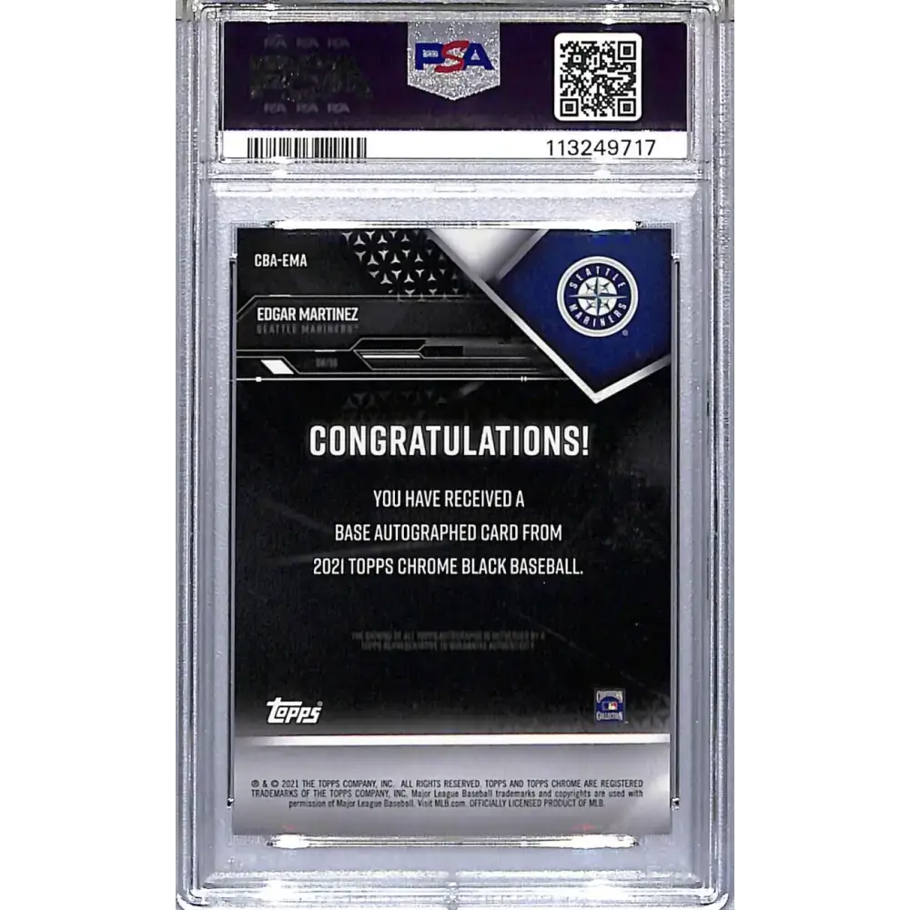 2021 Topps Chrome Black #CBA-EMA Edgar Martinez PSA 9 MINT Auto Seattle Mariners - Baseball Card Single