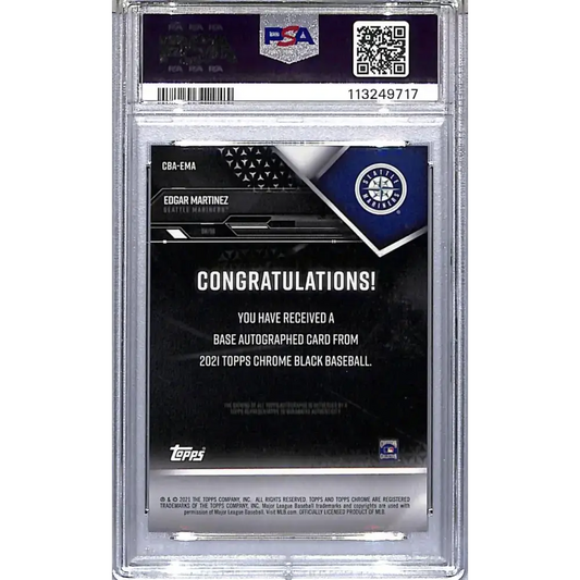 2021 Topps Chrome Black #CBA-EMA Edgar Martinez PSA 9 MINT Auto Seattle Mariners - Baseball Card Single