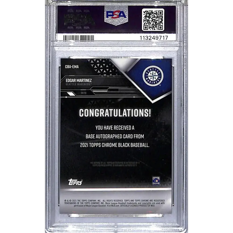 2021 Topps Chrome Black #CBA-EMA Edgar Martinez PSA 9 MINT Auto Seattle Mariners - Baseball Card Single