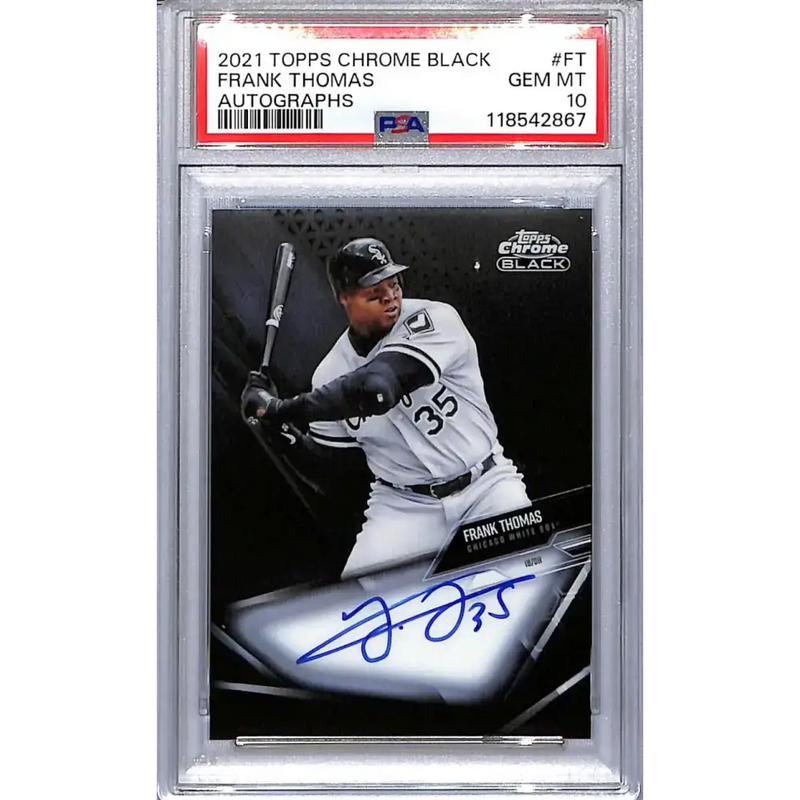 2021 Topps Chrome Black #CBA-FT Frank Thomas PSA 10 GEM MINT Auto Chicago White Sox - Baseball Card Single