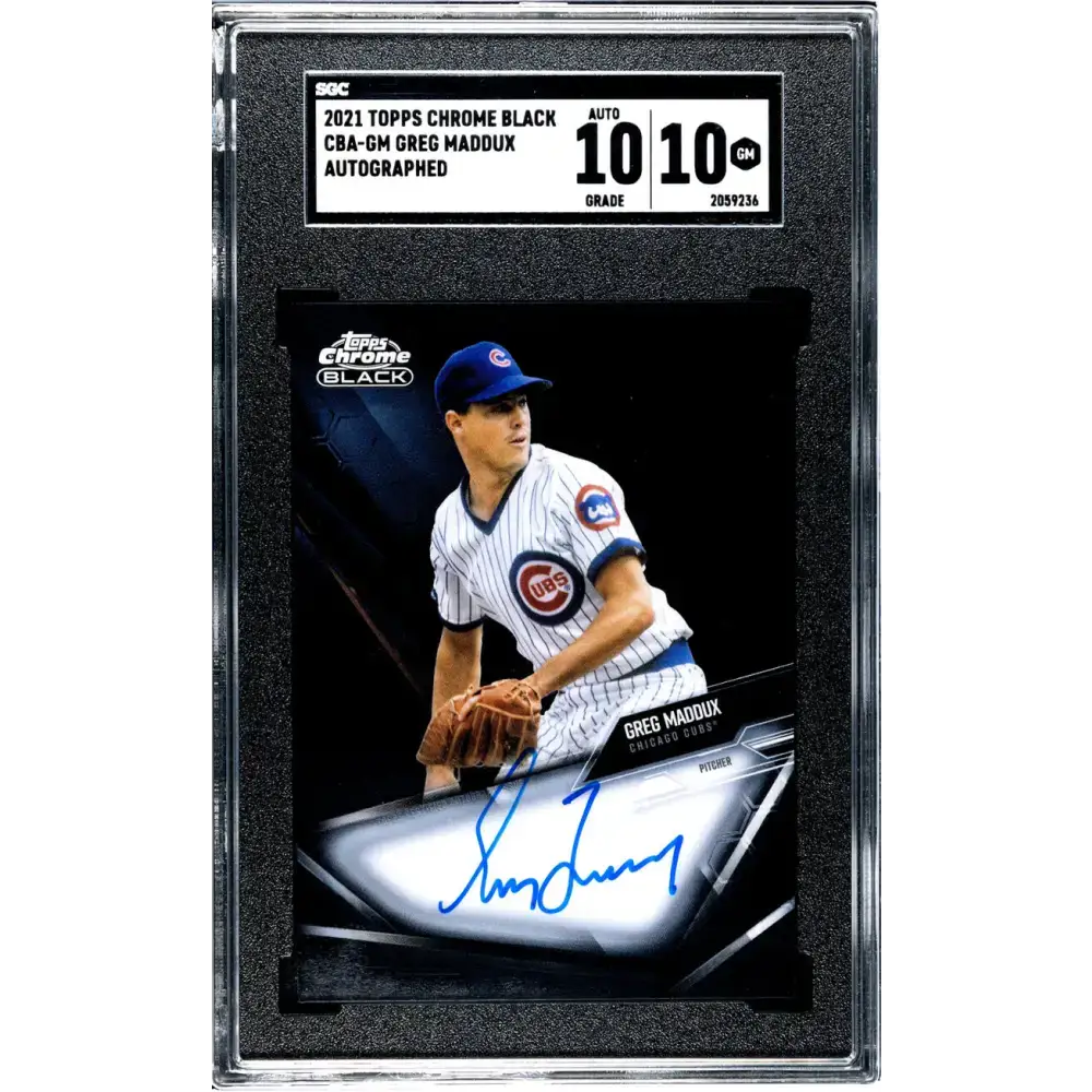 2021 Topps Chrome Black #CBA-GM Greg Maddux SGC 10 Gem Auto Chicago Cubs Baseball Card - Baseball Card Single