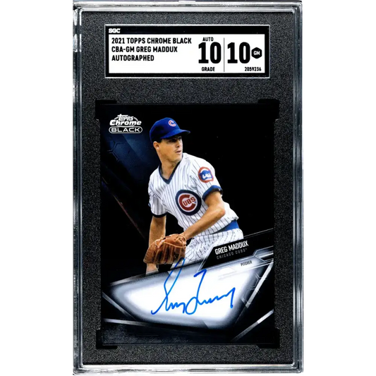 2021 Topps Chrome Black #CBA-GM Greg Maddux SGC 10 Gem Auto Chicago Cubs Baseball Card - Baseball Card Single