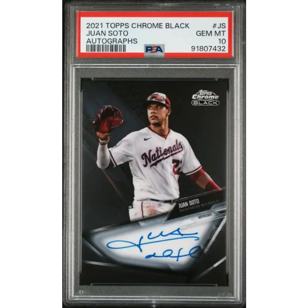2021 Topps Chrome Black #CBA-JS Juan Soto PSA 10 GEM MINT Auto Washington Nationals Baseball Card - Baseball Card Single