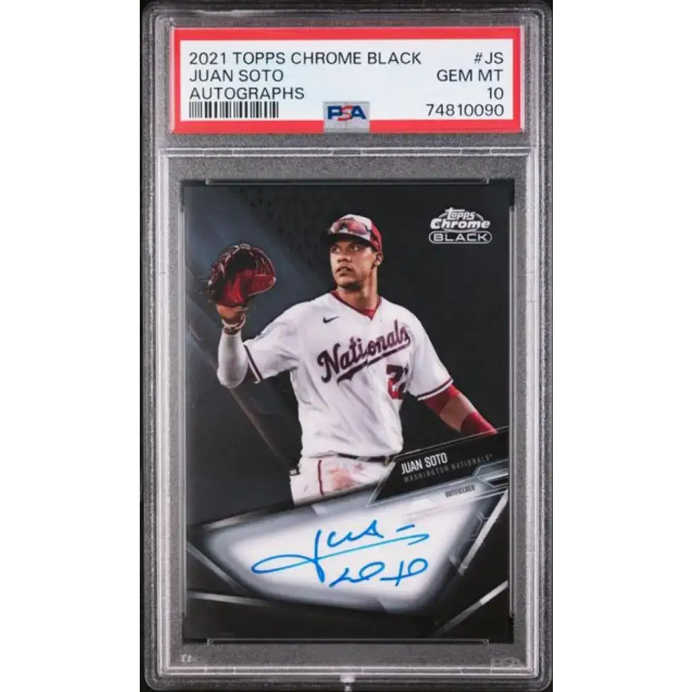 2021 Topps Chrome Black #CBA-JS Juan Soto PSA 10 GEM MINT Auto Washington Nationals Baseball Card - Baseball Card Single
