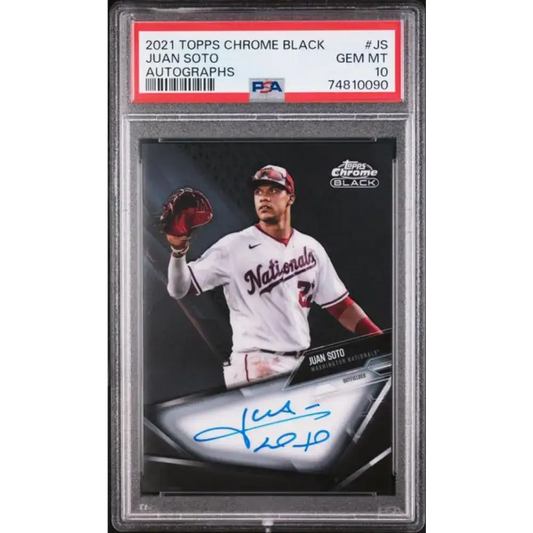 2021 Topps Chrome Black #CBA-JS Juan Soto PSA 10 GEM MINT Auto Washington Nationals Baseball Card - Baseball Card Single