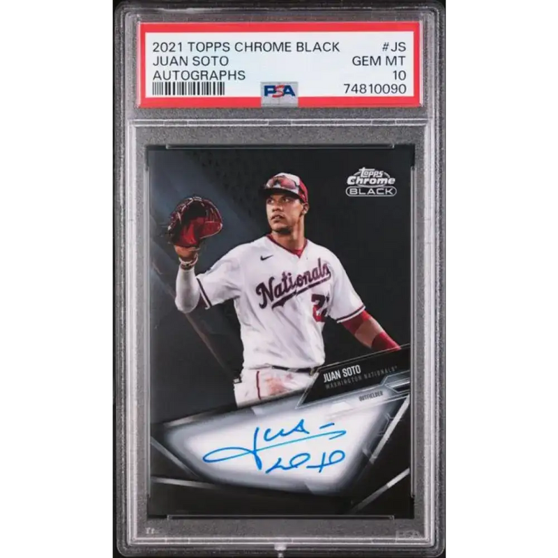 2021 Topps Chrome Black #CBA-JS Juan Soto PSA 10 GEM MINT Auto Washington Nationals Baseball Card - Baseball Card Single