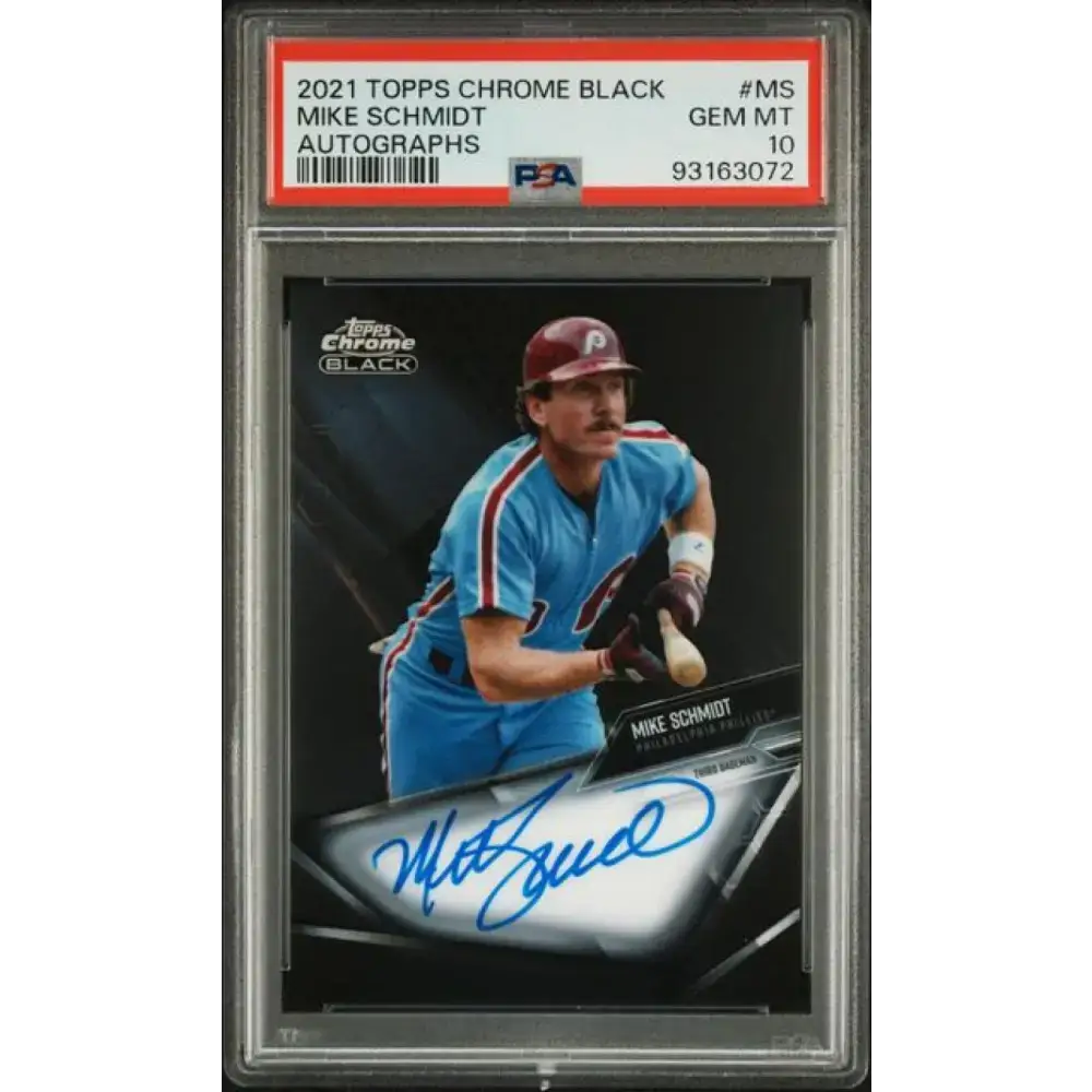 2021 Topps Chrome Black #CBA-MS Mike Schmidt PSA 10 GEM MINT Auto Philadelphia Phillies Baseball Card - Baseball Card