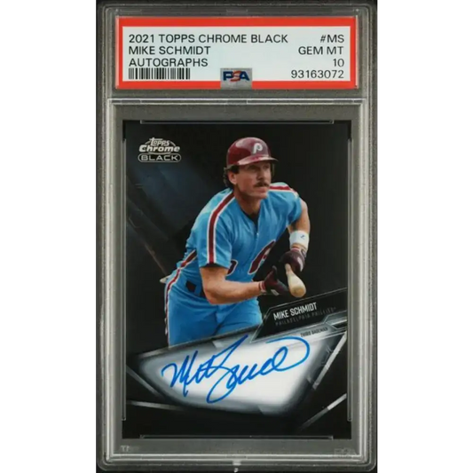 2021 Topps Chrome Black #CBA-MS Mike Schmidt PSA 10 GEM MINT Auto Philadelphia Phillies Baseball Card - Baseball Card