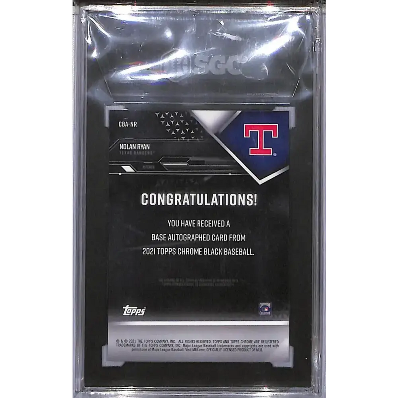 2021 Topps Chrome Black #CBA-NR Nolan Ryan SGC 10 Gem Auto Texas Rangers - Baseball Card Single