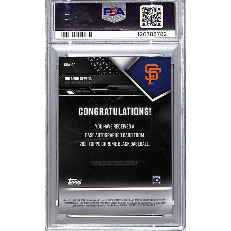 2021 Topps Chrome Black #CBA-OC Orlando Cepeda PSA 10 GEM MINT Auto San Francisco Giants - Baseball Card Single
