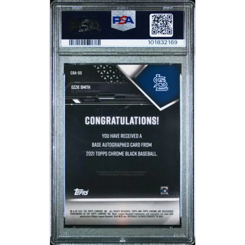 2021 Topps Chrome Black #CBA-OS Ozzie Smith PSA 10 GEM MINT Auto St. Louis Cardinals Baseball Card - Baseball Card