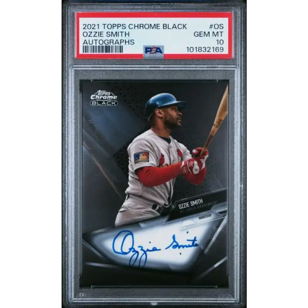 2021 Topps Chrome Black #CBA-OS Ozzie Smith PSA 10 GEM MINT Auto St. Louis Cardinals Baseball Card - Baseball Card