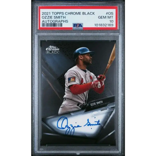 2021 Topps Chrome Black #CBA-OS Ozzie Smith PSA 10 GEM MINT Auto St. Louis Cardinals Baseball Card - Baseball Card