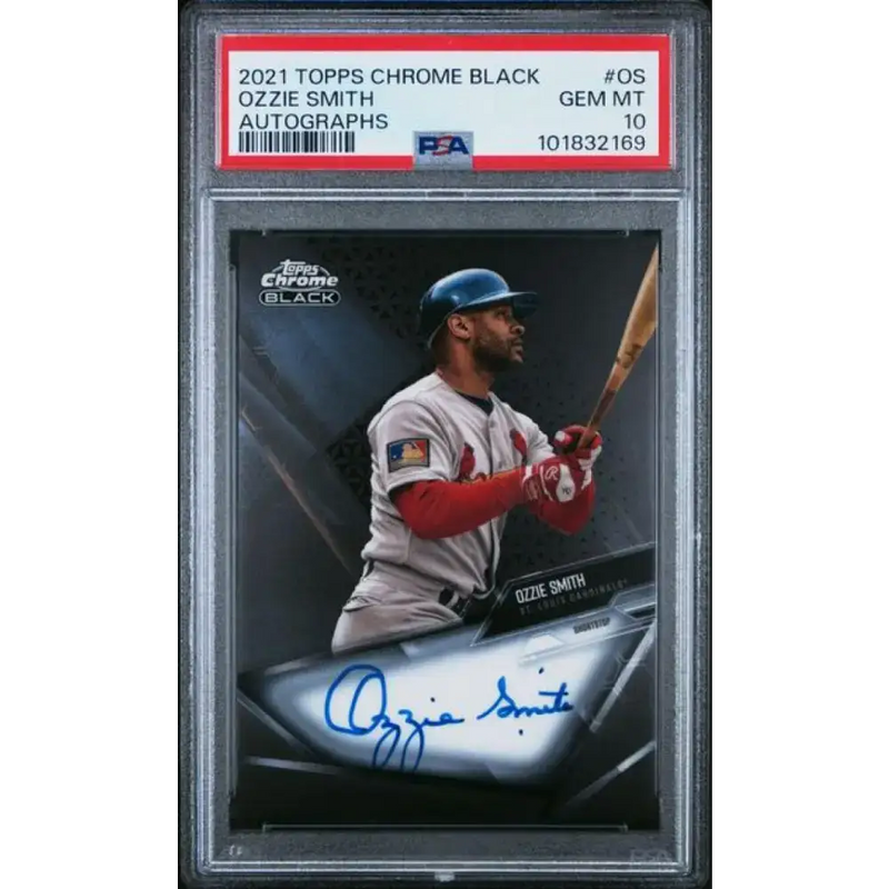 2021 Topps Chrome Black #CBA-OS Ozzie Smith PSA 10 GEM MINT Auto St. Louis Cardinals Baseball Card - Baseball Card