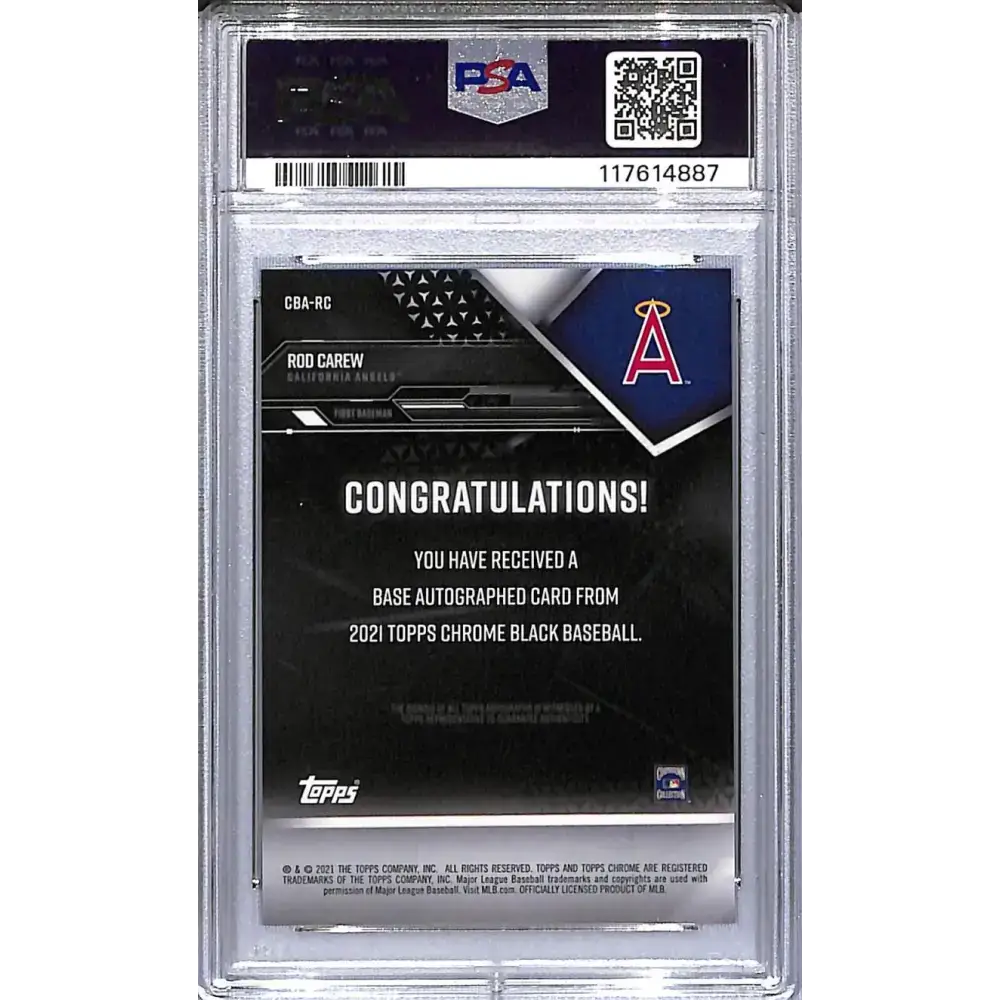 2021 Topps Chrome Black #CBA-RC Rod Carew PSA 10 GEM MINT Auto California Angels - Baseball Card Single
