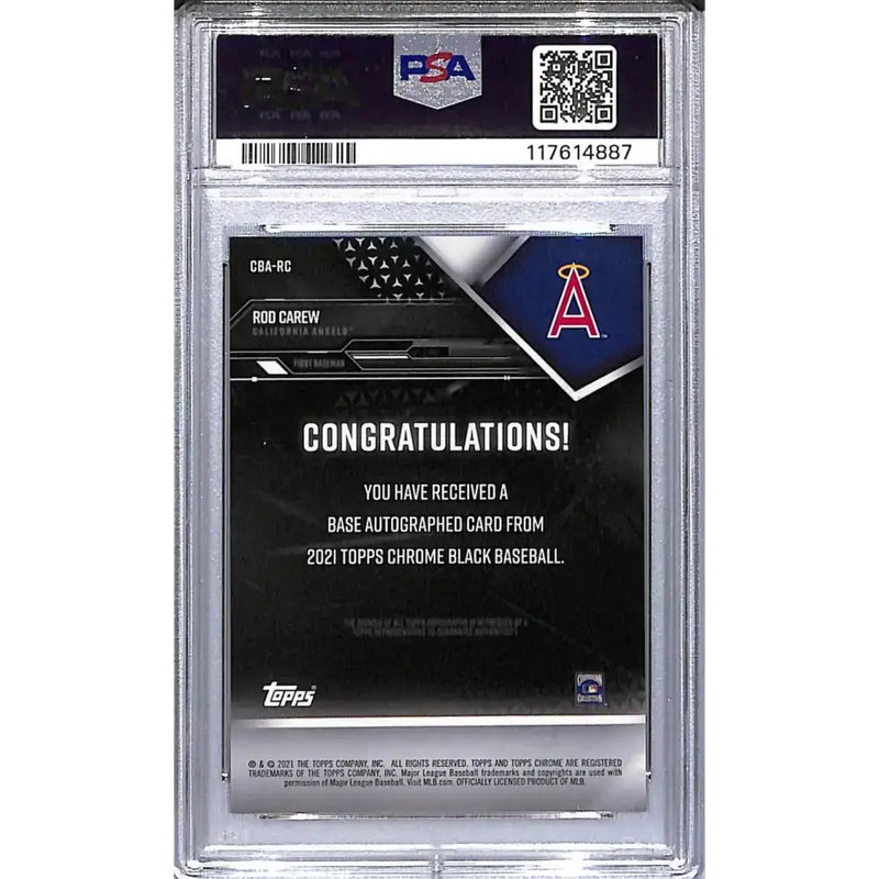 2021 Topps Chrome Black #CBA-RC Rod Carew PSA 10 GEM MINT Auto California Angels - Baseball Card Single