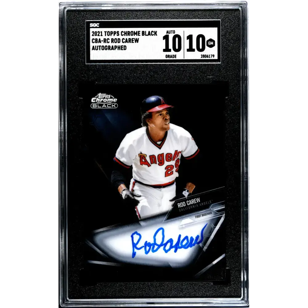 2021 Topps Chrome Black #CBA-RC Rod Carew SGC 10 Gem Auto California Angels Baseball Card - Baseball Card Single