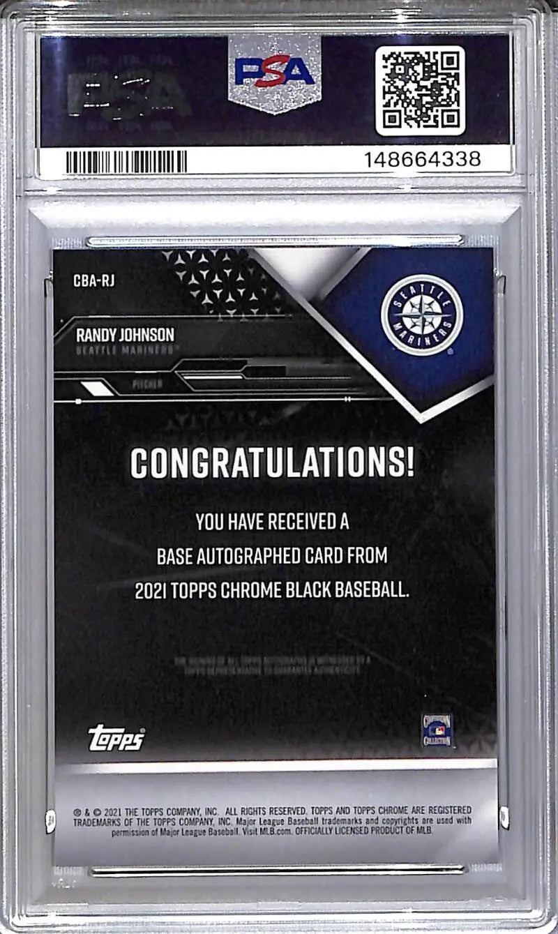 2021 Topps Chrome Black #CBA-RJ Randy Johnson PSA 10 GEM MINT Auto Seattle Mariners