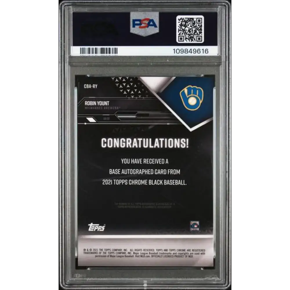 2021 Topps Chrome Black #CBA-RY Robin Yount PSA 8 NM-MT Auto Milwaukee Brewers Baseball Card - Baseball Card Single