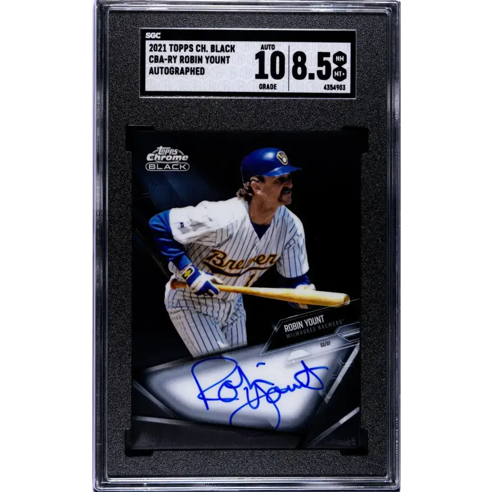 2021 Topps Chrome Black #CBA-RY Robin Yount SGC 8.5 NM/MT+ Auto Milwaukee Brewers Baseball Card - Baseball Card Single