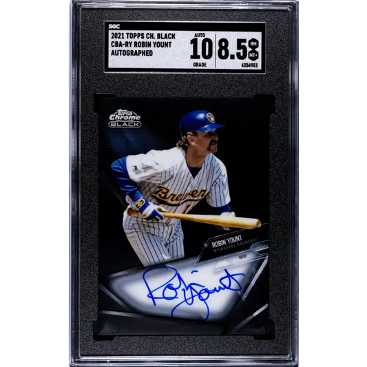 2021 Topps Chrome Black #CBA-RY Robin Yount SGC 8.5 NM/MT+ Auto Milwaukee Brewers Baseball Card - Baseball Card Single