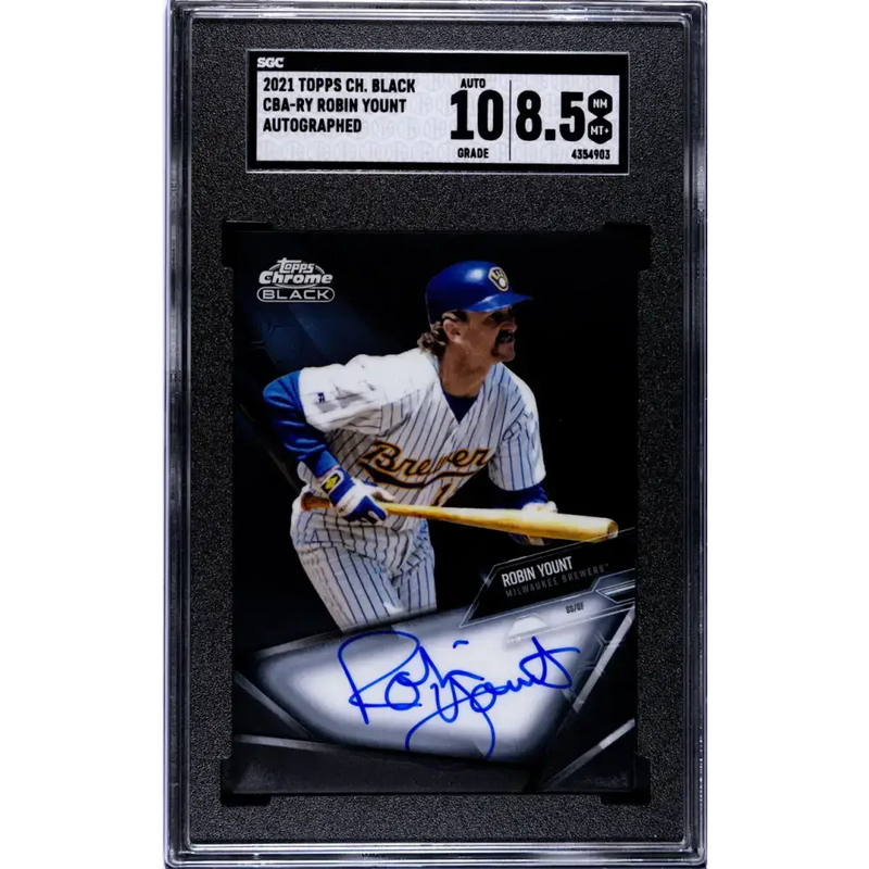 2021 Topps Chrome Black #CBA-RY Robin Yount SGC 8.5 NM/MT+ Auto Milwaukee Brewers Baseball Card - Baseball Card Single