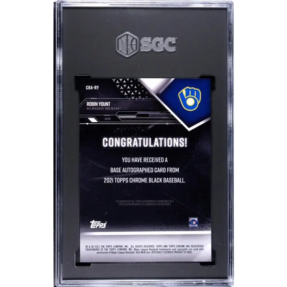 2021 Topps Chrome Black #CBA-RY Robin Yount SGC 8.5 NM/MT+ Auto Milwaukee Brewers Baseball Card - Baseball Card Single
