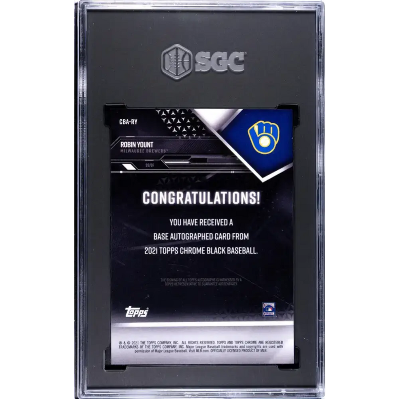 2021 Topps Chrome Black #CBA-RY Robin Yount SGC 8.5 NM/MT+ Auto Milwaukee Brewers Baseball Card - Baseball Card Single