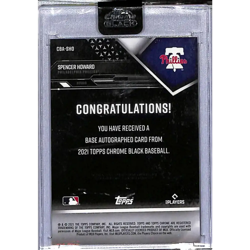 2021 Topps Chrome Black #CBA-SHO Spencer Howard NM-MT Auto Philadelphia Phillies - Baseball Card Single