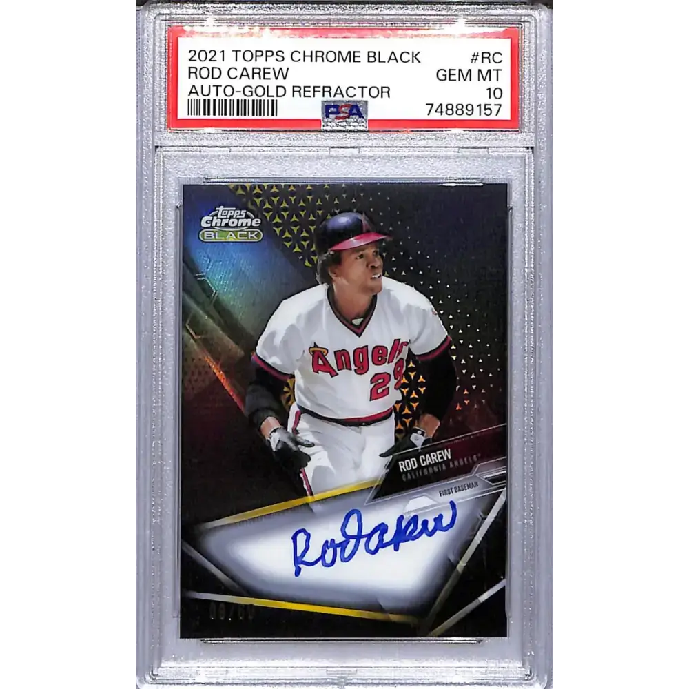 2021 Topps Chrome Black Gold #CBA-RC Rod Carew PSA 10 GEM MINT Auto 09/50 California Angels - Baseball Card Single