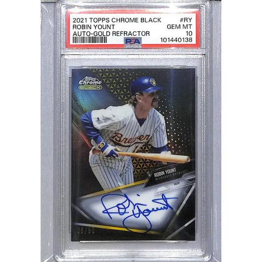 2021 Topps Chrome Black Gold #CBA-RY Robin Yount PSA 10 GEM MINT Auto 5/50 Milwaukee Brewers - Baseball Card Single