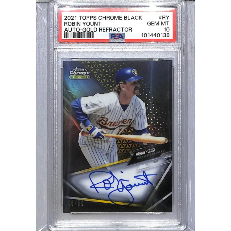 2021 Topps Chrome Black Gold #CBA-RY Robin Yount PSA 10 GEM MINT Auto 5/50 Milwaukee Brewers - Baseball Card Single