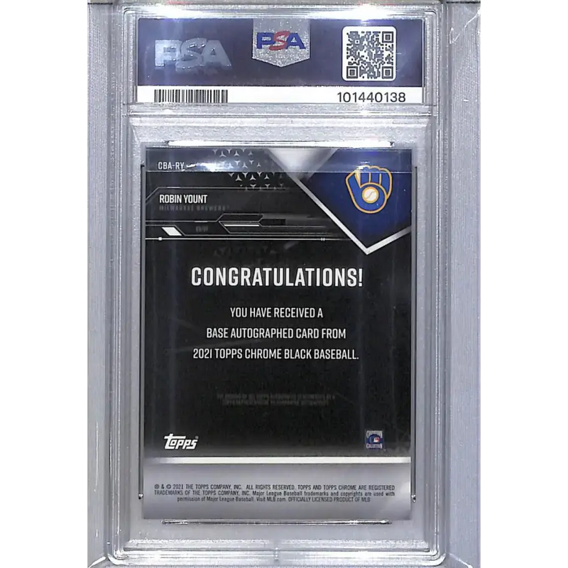 2021 Topps Chrome Black Gold #CBA-RY Robin Yount PSA 10 GEM MINT Auto 5/50 Milwaukee Brewers - Baseball Card Single