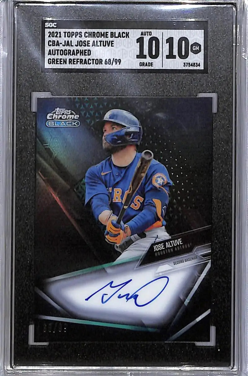 2021 Topps Chrome Black Green #CBA-JAL Jose Altuve SGC 10 Gem Auto 68/99 Houston Astros - Baseball Card Single