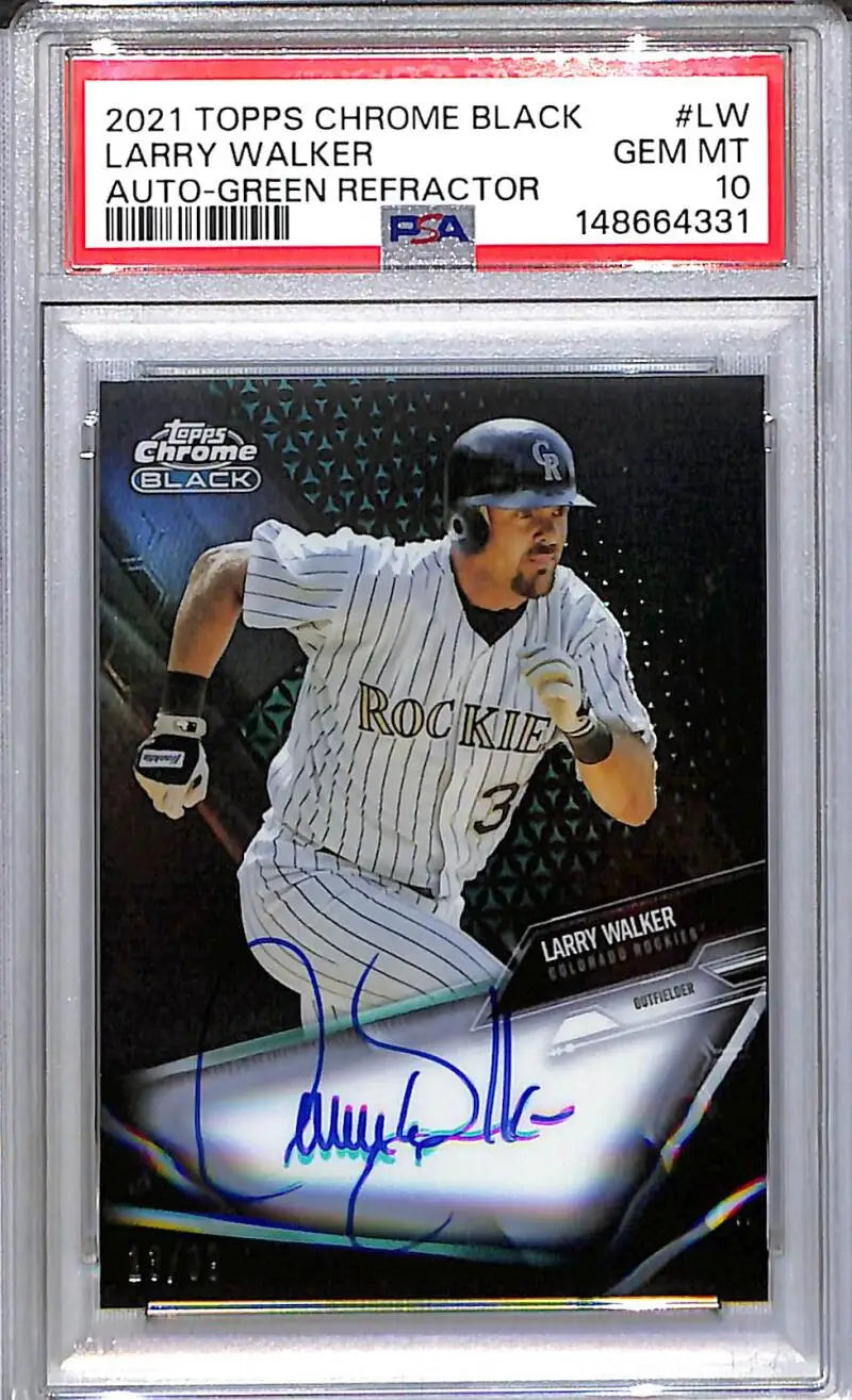 2021 Topps Chrome Black Green #CBA-LW Larry Walker PSA 10 GEM MINT Auto 13/99 Colorado Rockies